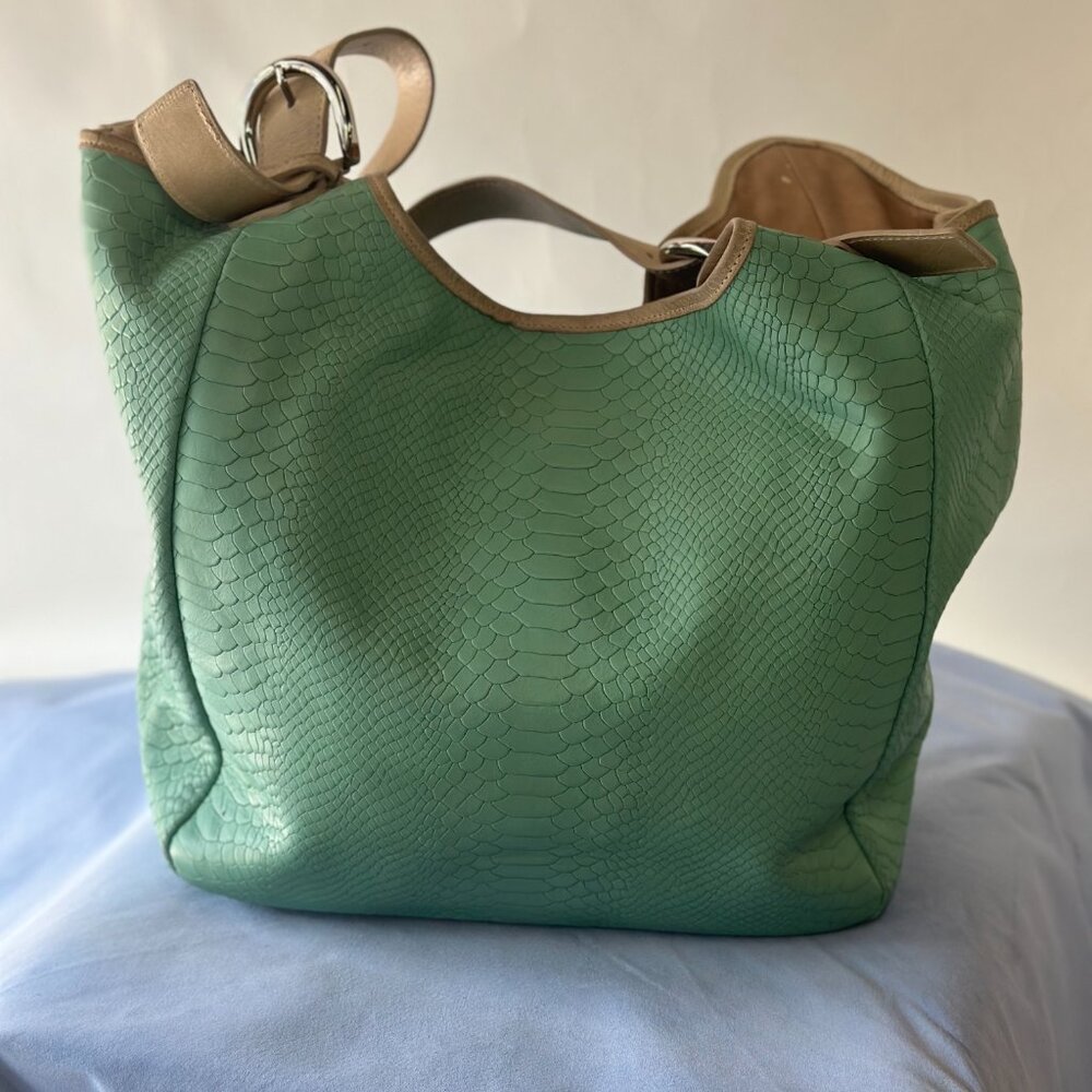 GiGi New York Embossed Leather Tote Bag – Emerald Python Print